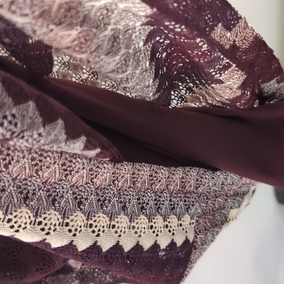 Studio One 14 Burgundy Crochet Dress 3/4 Sleeve Sheath - Picture 13 of 14